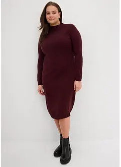 Stickad klänning med ståkrage, bonprix