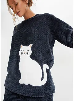 Mysdress av fleece med strukturmönster och applikation, bonprix