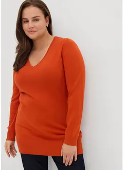 Lång baströja med V-ringning, bonprix