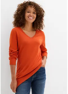 Lång baströja med V-ringning, bonprix