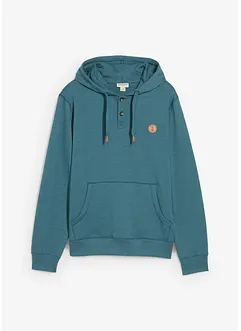 Sweatshirt med huva och mjukt ruggad insida samt detaljer i skinnimitation, bonprix