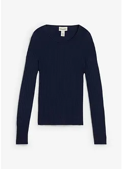 Ribbstickad tröja av merinoull, bonprix