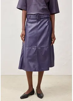 Skinnkjol i lammnappa med skärp (2 delar), bonprix