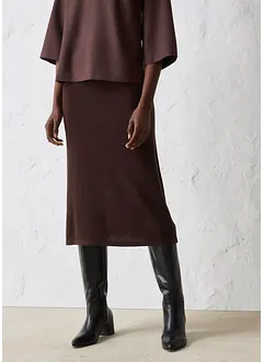 Stickad kjol av mjuk yllemix, bonprix