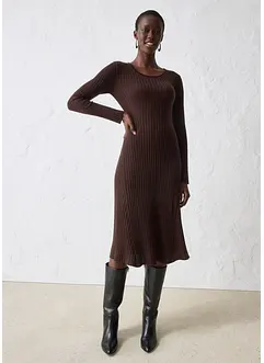 Stickad klänning i merinoull, bonprix