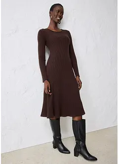 Stickad klänning i merinoull, bonprix