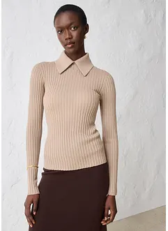 Ribbad tröja i merinoull, bonprix