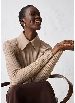 Ribbad tröja i merinoull, bonprix