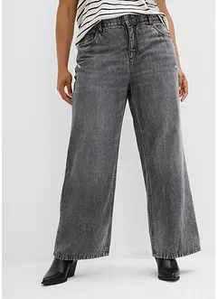 Wide Leg Jeans Mid Waist, Low Stretch, bonprix