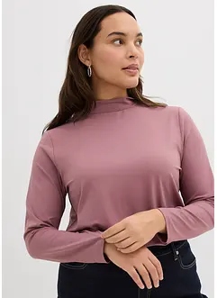 Långärmad topp med ståkrage och återvunnen polyamid, bonprix