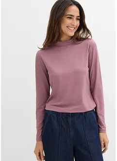 Långärmad topp med ståkrage och återvunnen polyamid, bonprix