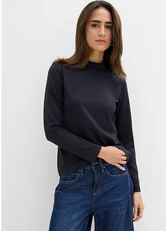 Långärmad topp med ståkrage och återvunnen polyamid, bonprix