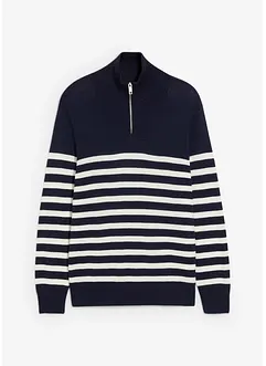 Tröja med krage och dragkedja, normal passform, bonprix