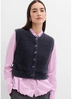 Stickad väst i viskosmix av fluffigt garn, bonprix