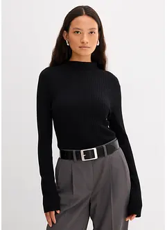 Ribbstickad topp i viskosmix, bonprix