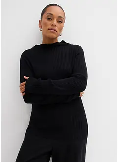 Ribbstickad topp i viskosmix, bonprix