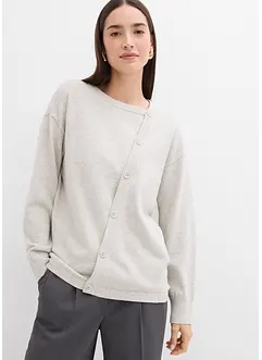 Finstickad tröja med asymmetrisk knappslå, bonprix