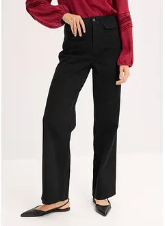 Twillbyxa med hög midja och påsydda fickor, bonprix