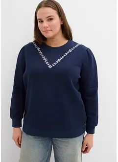 Sweatshirt med broderi i bomullsmix, bonprix