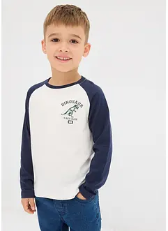 Långärmad T-shirt med raglanärmar i ekologisk bomull för barn, bonprix
