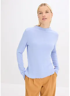 Ribbstickad topp med figurnära passform, bonprix