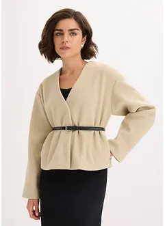 Oversizekavaj med yllelook och skärp, bonprix