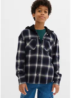 Långärmad flanellskjorta med huva, bonprix