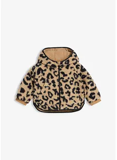 Vändbar teddyfleecejacka med huva och fickor, bonprix