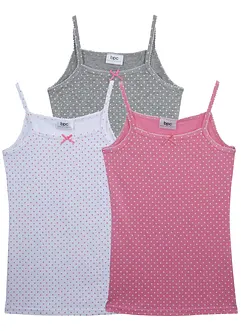 Linne med mjuk bomull och satinrosett (3-pack), bonprix