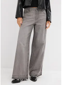 Wide Leg Jeans Mid Waist, med bekväm midja, bonprix