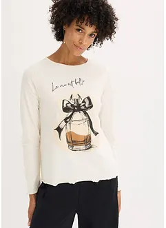 Långärmad topp i bomullsstretch, bonprix