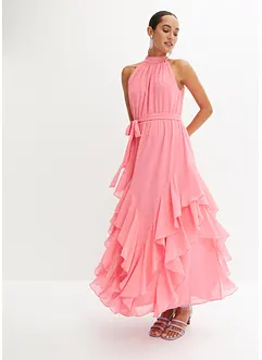 Chiffongklänning med volanger, bonprix