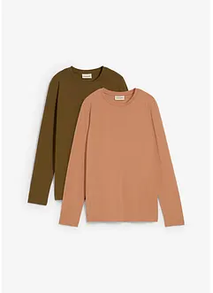 Långärmad topp med ren ekologisk bomull (2-pack), bonprix