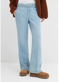 Wide Leg Jeans medelhög midja och skärp, bonprix