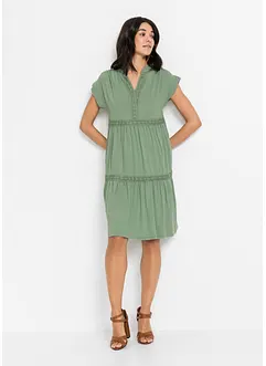 Tunikaklänning med spets i mjuk viskosmix, bonprix