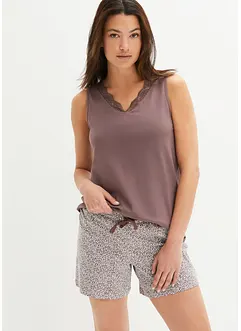 Kort pyjamas med tunn spets, bonprix