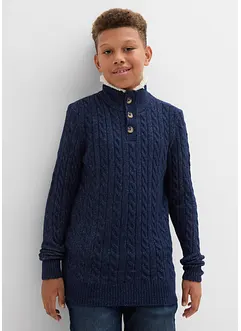 Stickad tröja med hög krage och kort dragkedja, bonprix