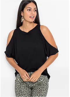 Cold shoulder-topp i viskos, bonprix