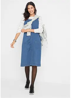 Knälång jeanssnickarklänning i bomull, bonprix