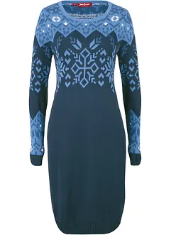 Stickad klänning med norgemönster, bonprix