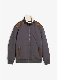 Vattenavvisande täckjacka med detaljer i skinnimitation, bonprix