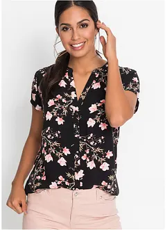 Kortärmad blus av ren viskos, bonprix