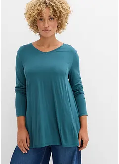 Långärmad viskostopp med utställd nederkant, bonprix