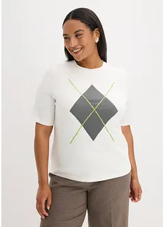 Kortärmad topp med paljetter och tryck, bonprix