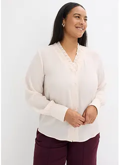 Chiffongblus med rysch, bonprix