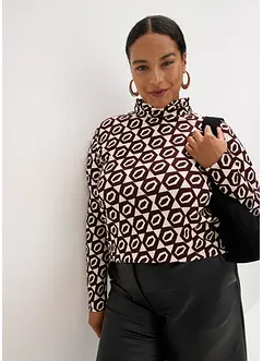 Långärmad topp med ståkrage och struktur, bonprix