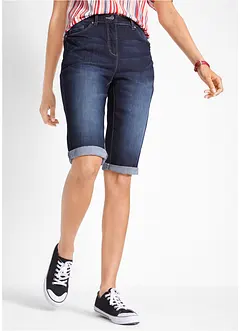 Stretchiga jeansbermudas med uppvikta benslut, bonprix