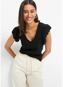 Stickad topp av viskos med mjukt fall, bonprix