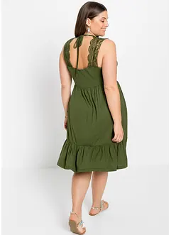 Jerseyklänning med spets, bonprix