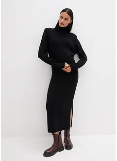 Stickad klänning i merinoull, bonprix